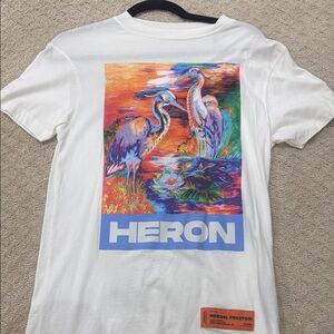 Heron Preston White Tee with Colorful Heron Print